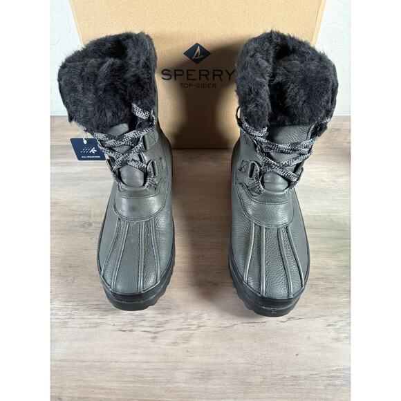 Sperry Maritime Winter Rain Bootie Shoe Black Leather Women's 9 EU 40 New in Box - Picture 6 of 8